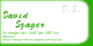 david szager business card